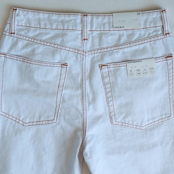 WeWoreWhat Icon Jeans High Rise 100% Cotton Non Stretch Distressed White 28 NWT - Picture 9 of 16
